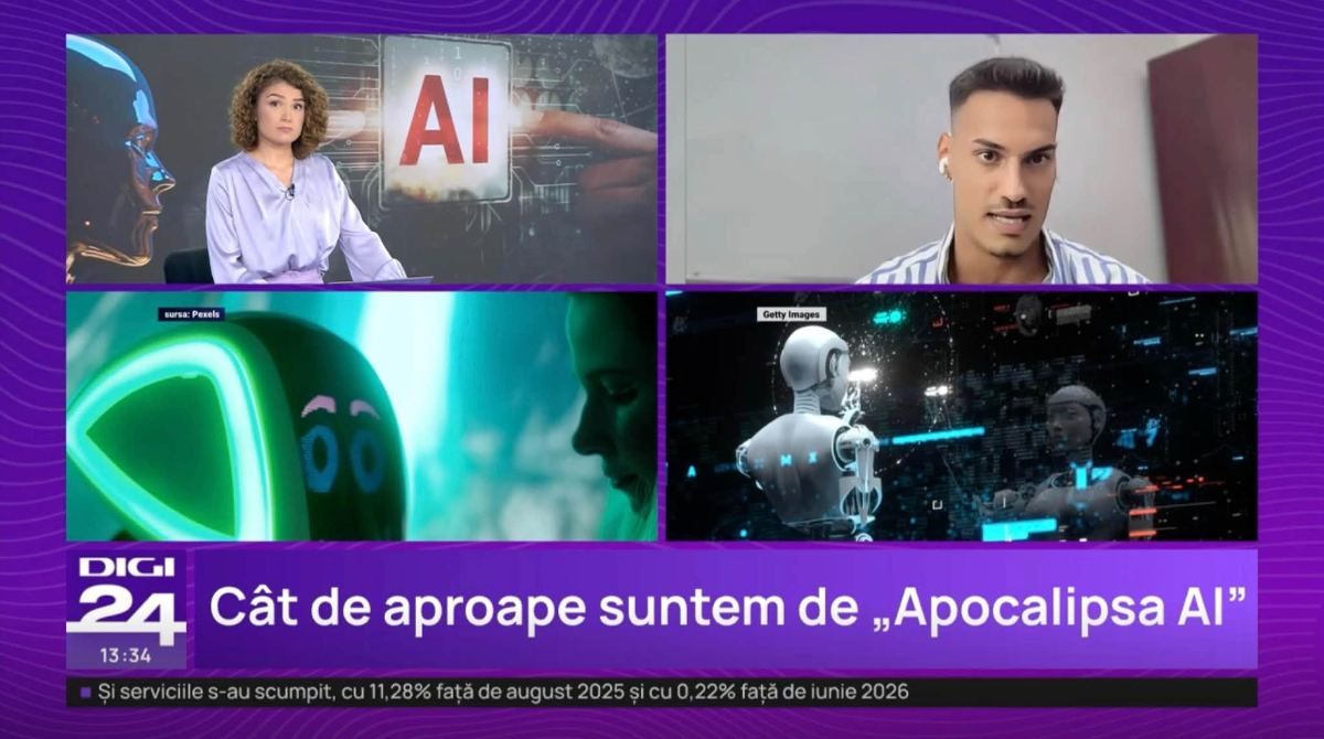 Robert-Nicolae Feraru invitat la Digi24 să vorbească despre inteligența artificială